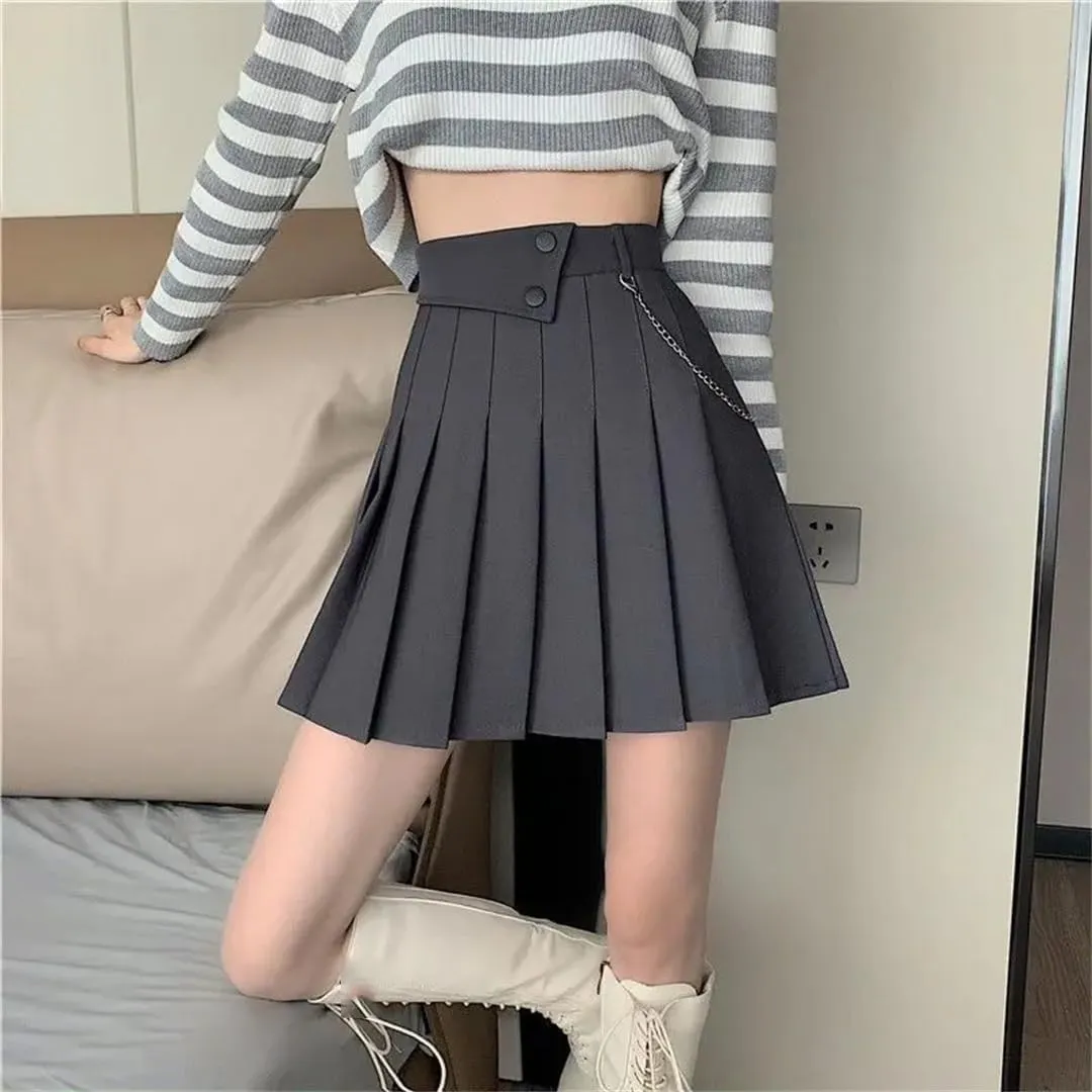 Women's Summer High-Waisted Slim A- Line Golf Skirts Ruffles Flared Mini Skirts