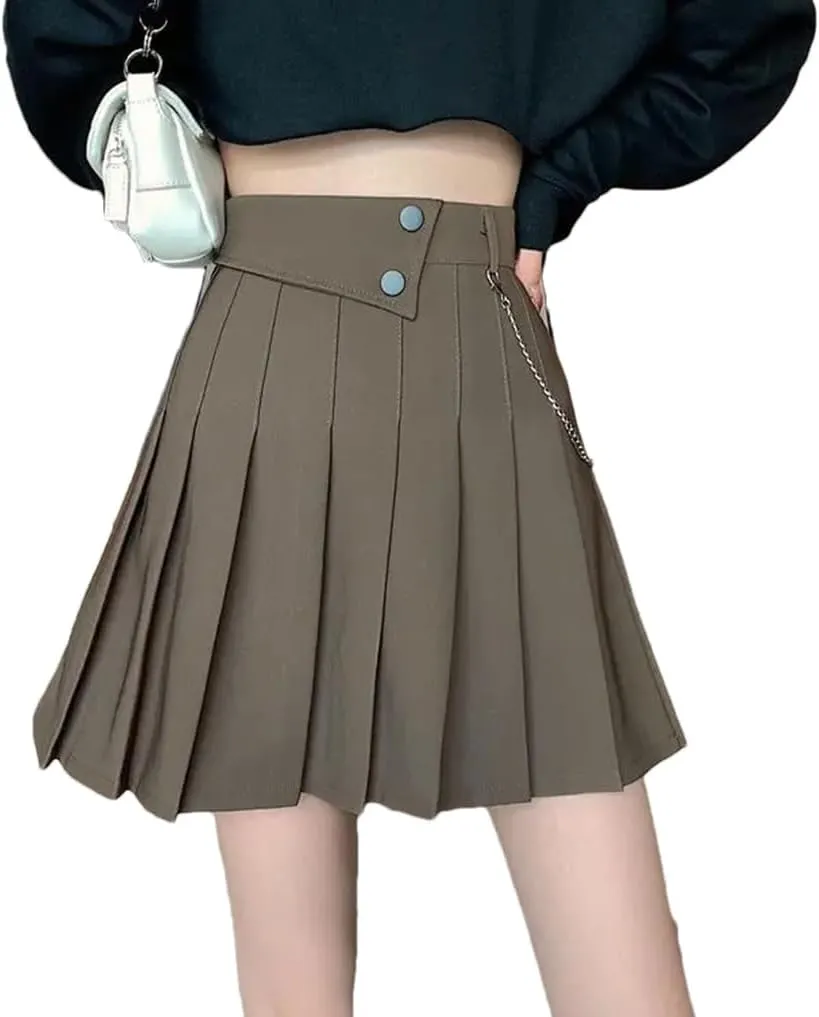 Women's Summer High-Waisted Slim A- Line Golf Skirts Ruffles Flared Mini Skirts