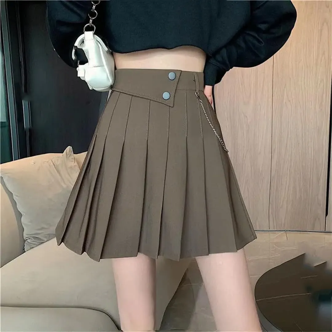 Women's Summer High-Waisted Slim A- Line Golf Skirts Ruffles Flared Mini Skirts