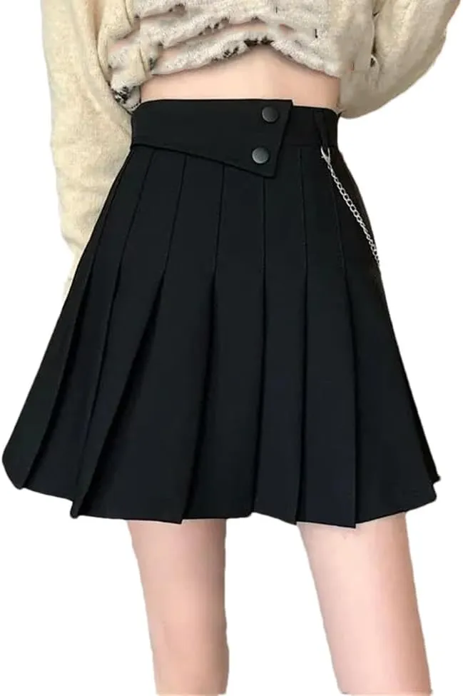Women's Summer High-Waisted Slim A- Line Golf Skirts Ruffles Flared Mini Skirts
