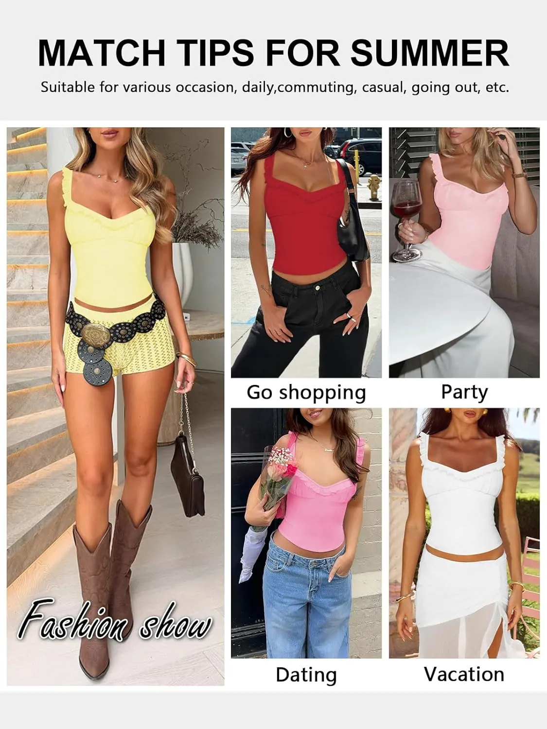 Women's Summer Square Neck Tank Top for Women Backless Going Out Ruched Beach Vacation Slim Fit Cute Sleeveess Crop Top