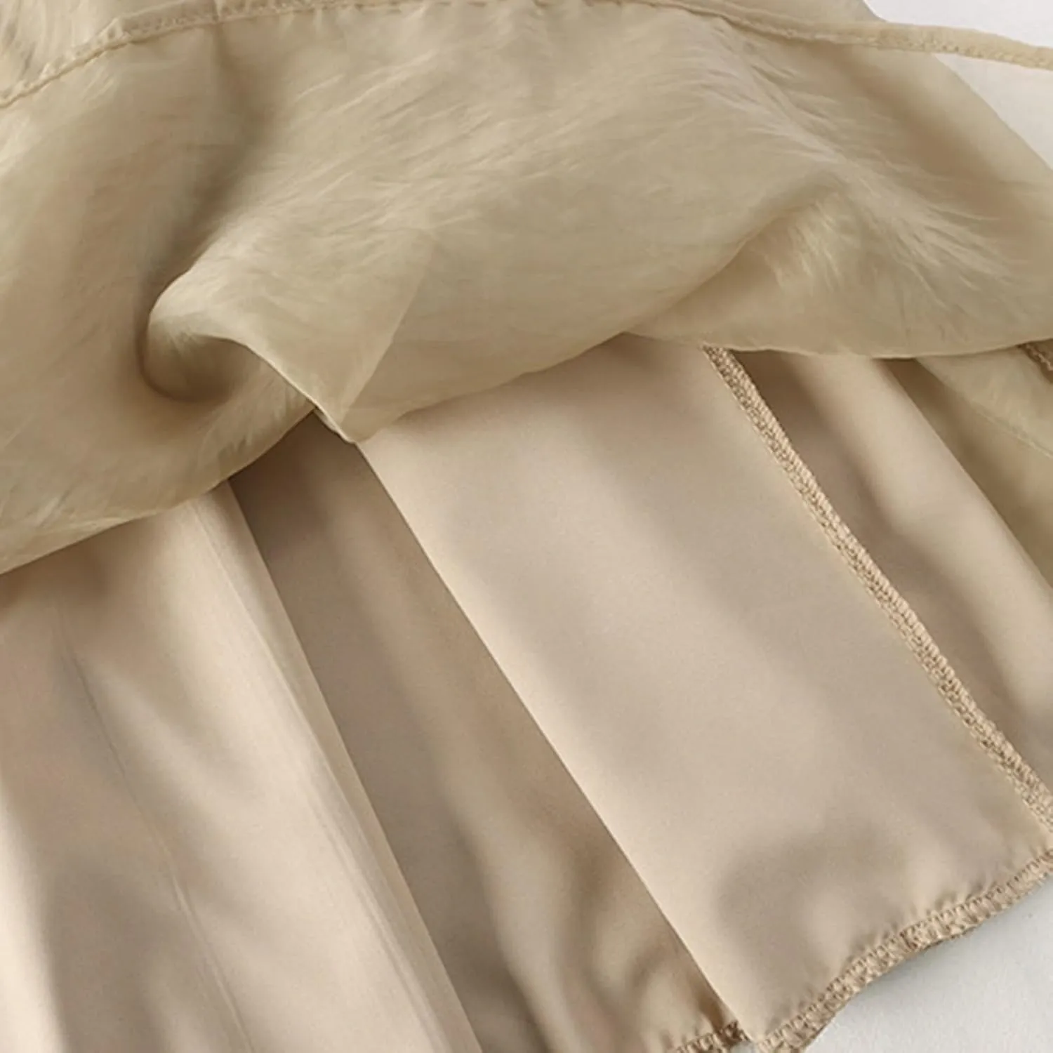 Women's Tulle Skirt Solid Color Elastic High Waisted Layered Pleated Skirts Casual Fashion Lightweight Beach Skirt