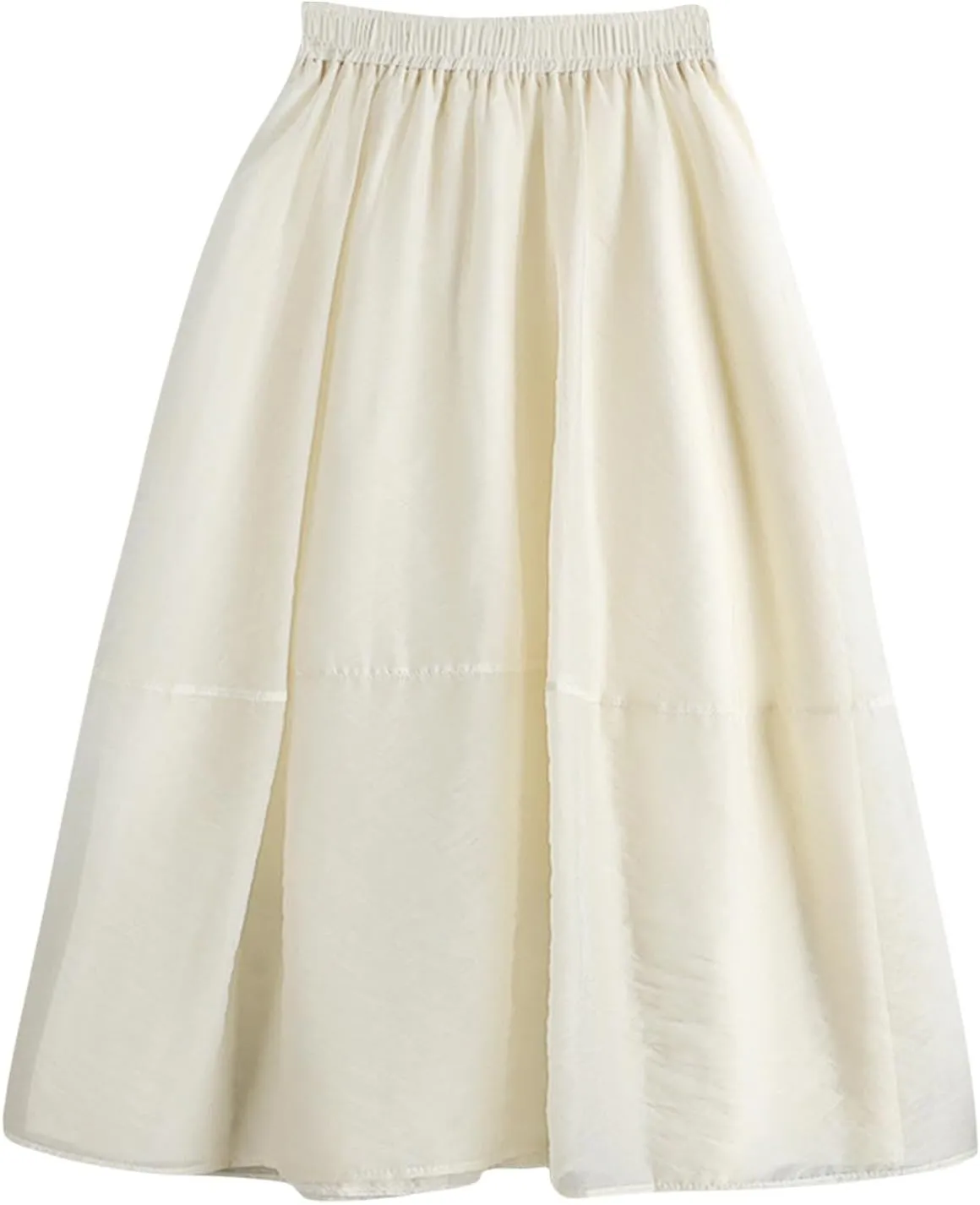 Women's Tulle Skirt Solid Color Elastic High Waisted Layered Pleated Skirts Casual Fashion Lightweight Beach Skirt