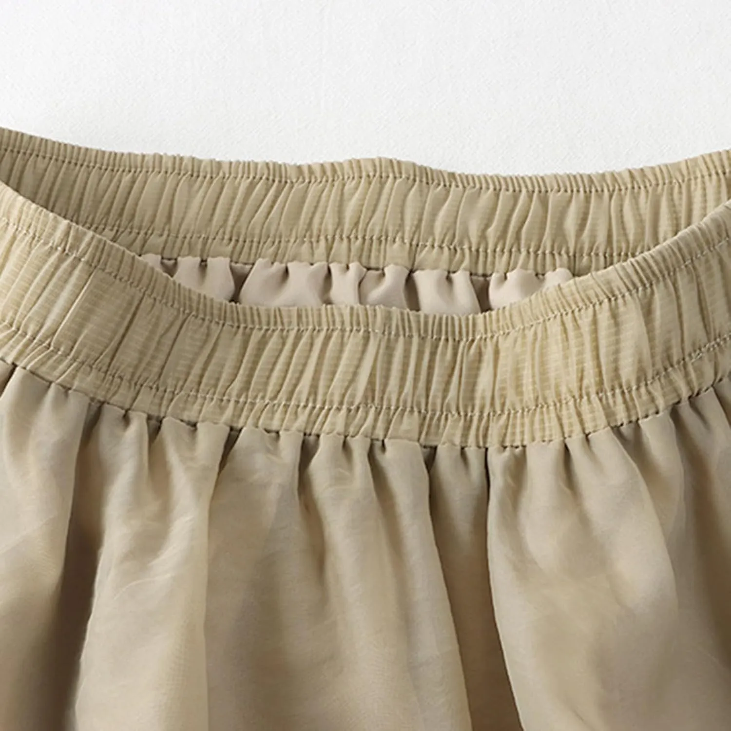 Women's Tulle Skirt Solid Color Elastic High Waisted Layered Pleated Skirts Casual Fashion Lightweight Beach Skirt