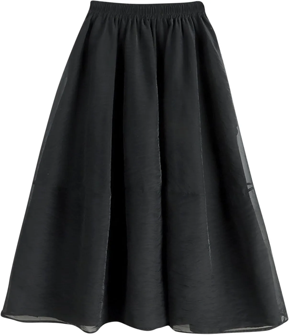 Women's Tulle Skirt Solid Color Elastic High Waisted Layered Pleated Skirts Casual Fashion Lightweight Beach Skirt