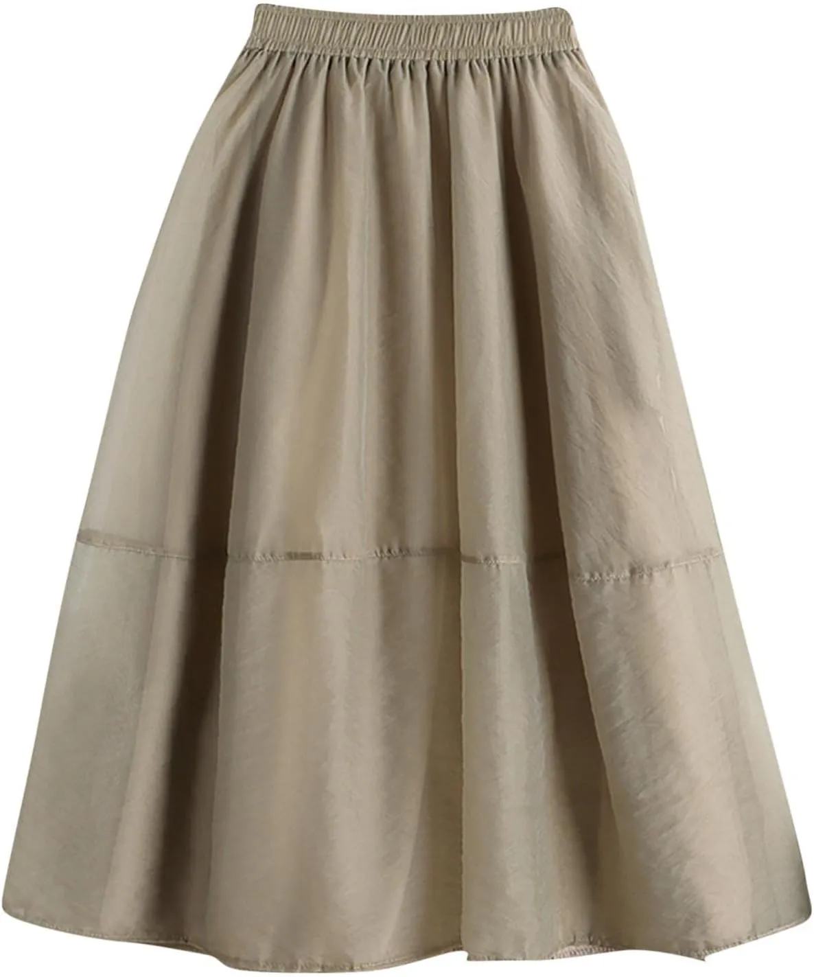 Women's Tulle Skirt Solid Color Elastic High Waisted Layered Pleated Skirts Casual Fashion Lightweight Beach Skirt