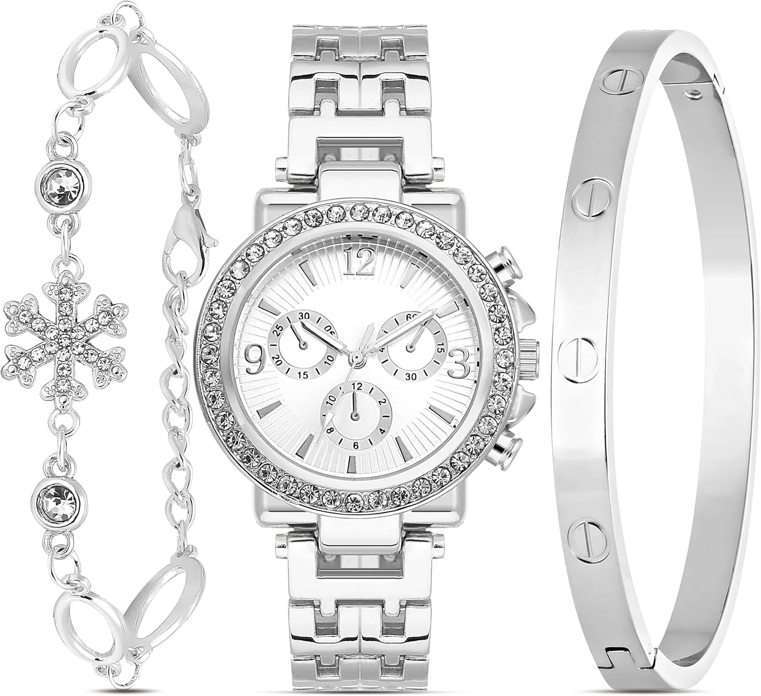 Women's Watch with Gold Bracelet Set, Gold Watches for Women, Gold Bracelets for Women, Womens Fashion Accessories, Dainty Women Watch, Gold Bangles for Women, Birthday Gifts for Mom