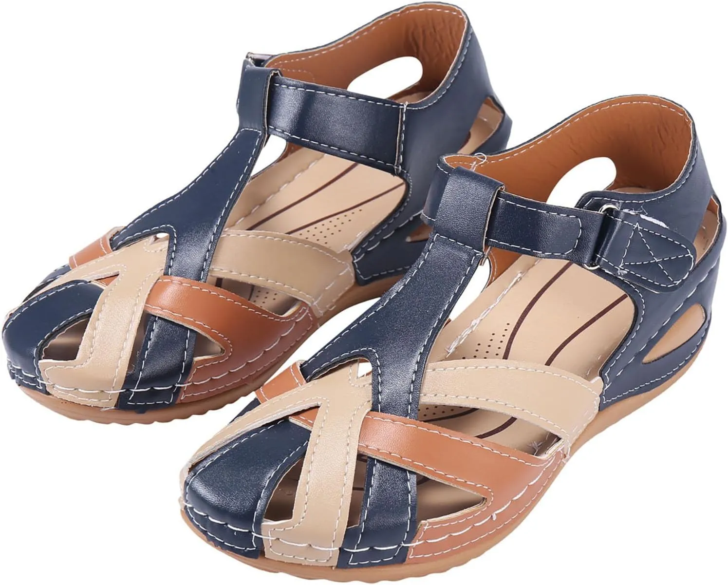 Womens Wide Fit Leather Slippers Sandals Orthotic Plantar Fasciitis Sandals Indian Sandal Comfy Walking Shoes