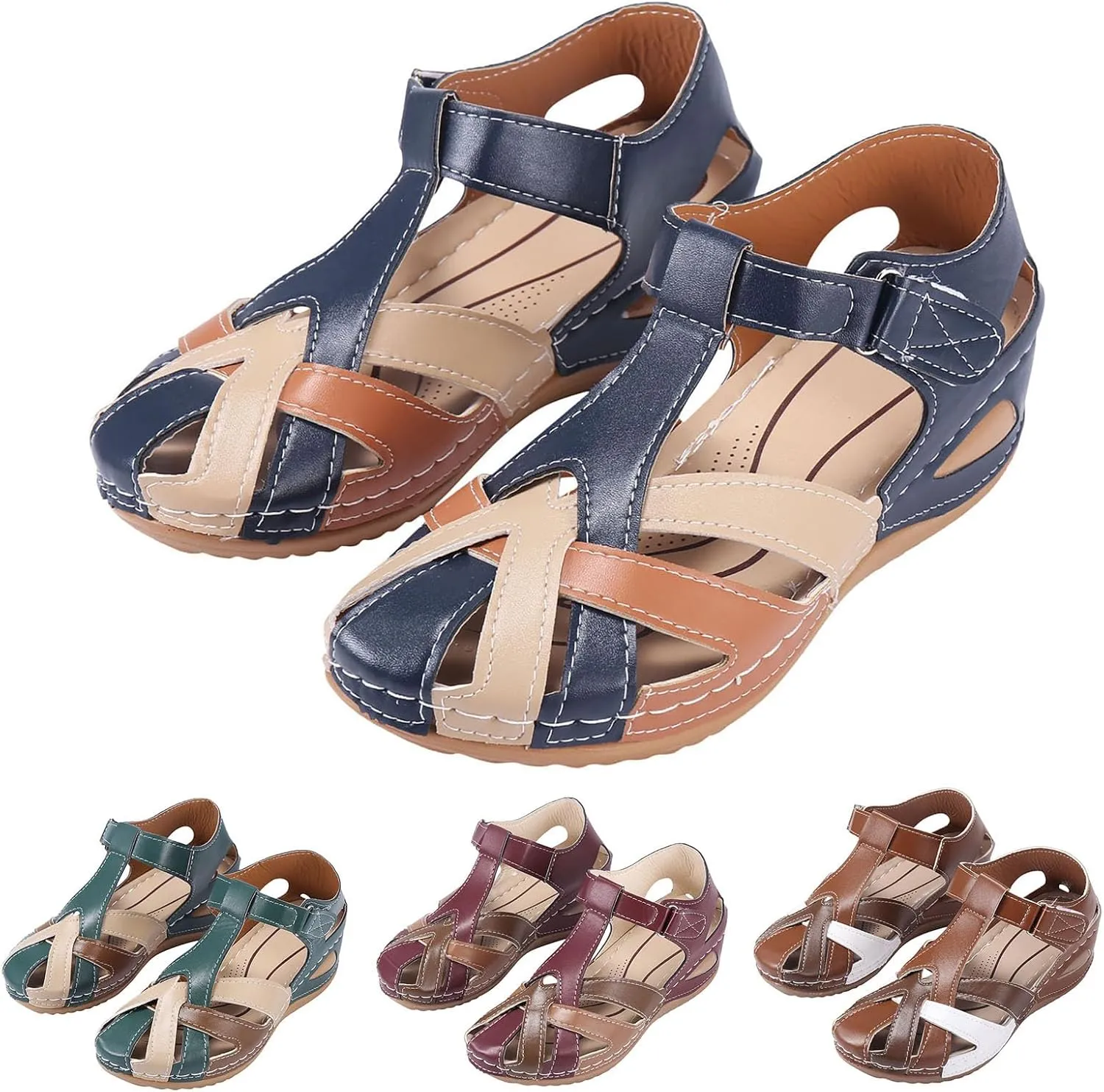 Womens Wide Fit Leather Slippers Sandals Orthotic Plantar Fasciitis Sandals Indian Sandal Comfy Walking Shoes