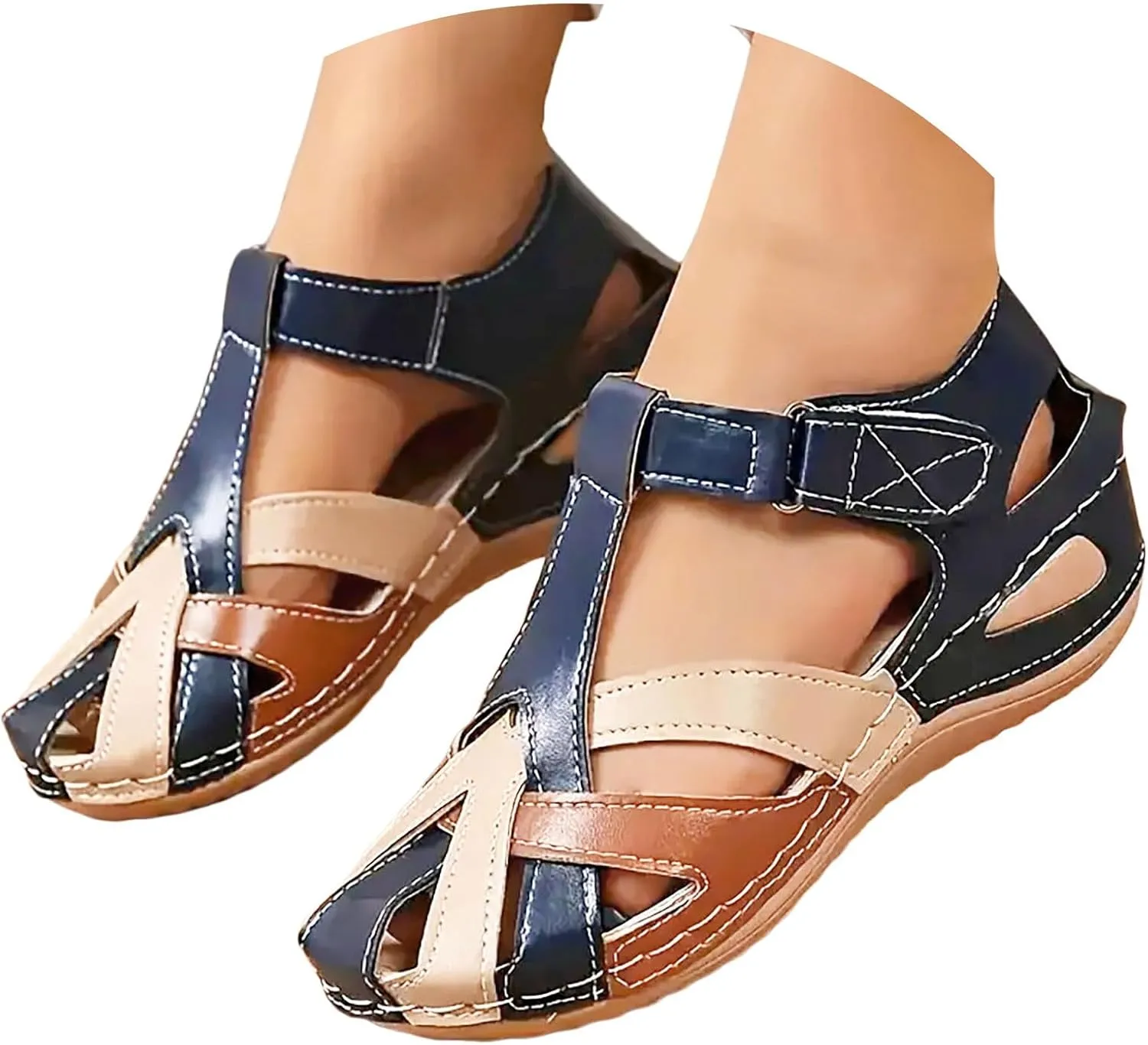 Womens Wide Fit Leather Slippers Sandals Orthotic Plantar Fasciitis Sandals Indian Sandal Comfy Walking Shoes