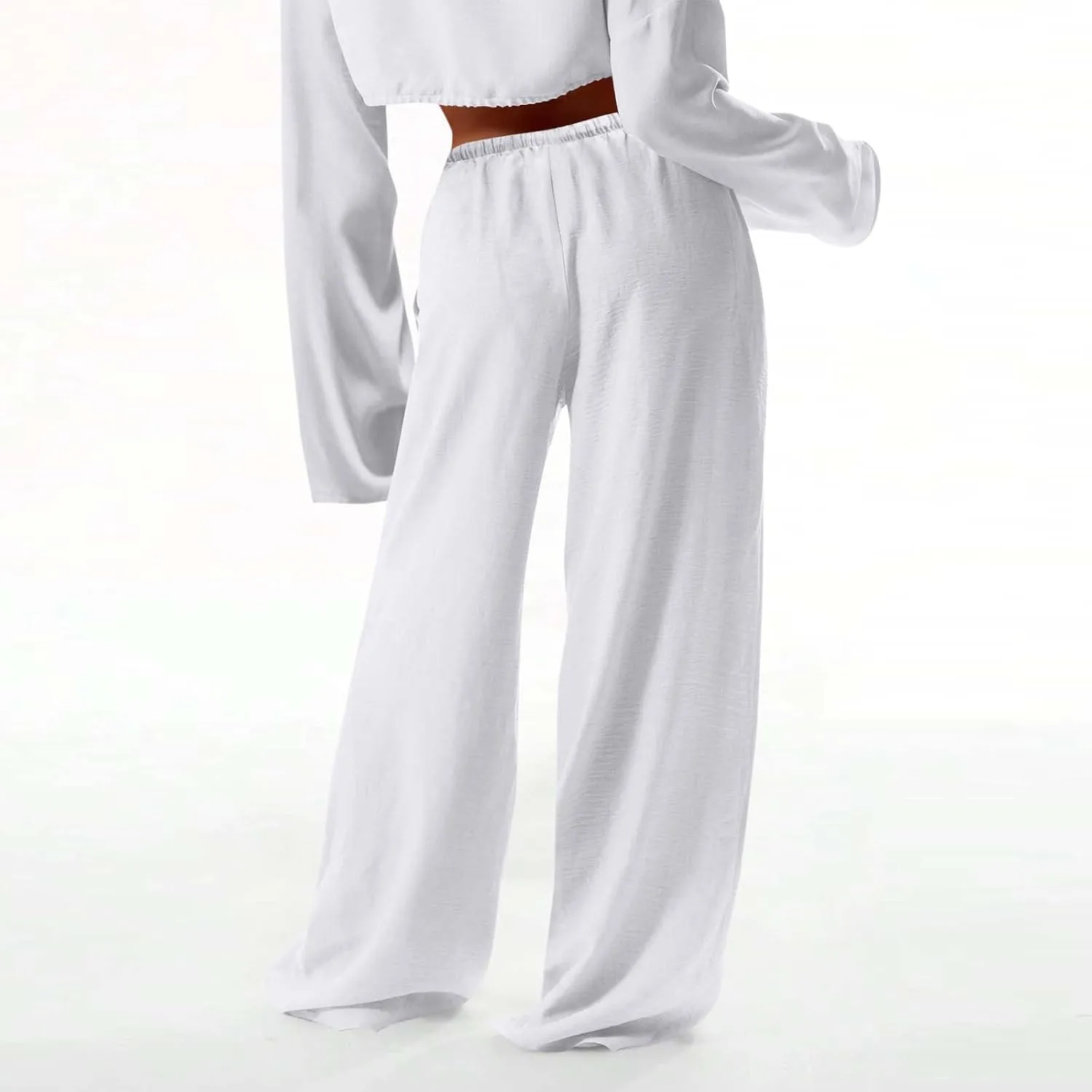 Women's Wide Leg Sweatpants Straight Leg Lowrise Sweat Pants Drawstring Elastic Low Waist Pants with Pockets