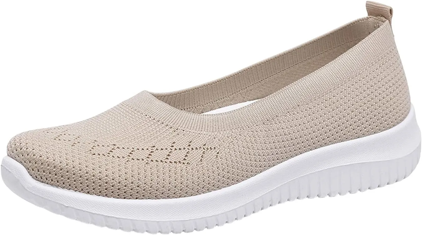Women's Woven Orthopedic Shoes Lightweight Breathable Slip On Sneakers Outdoor Walking Shoes with Non-Slip Sole