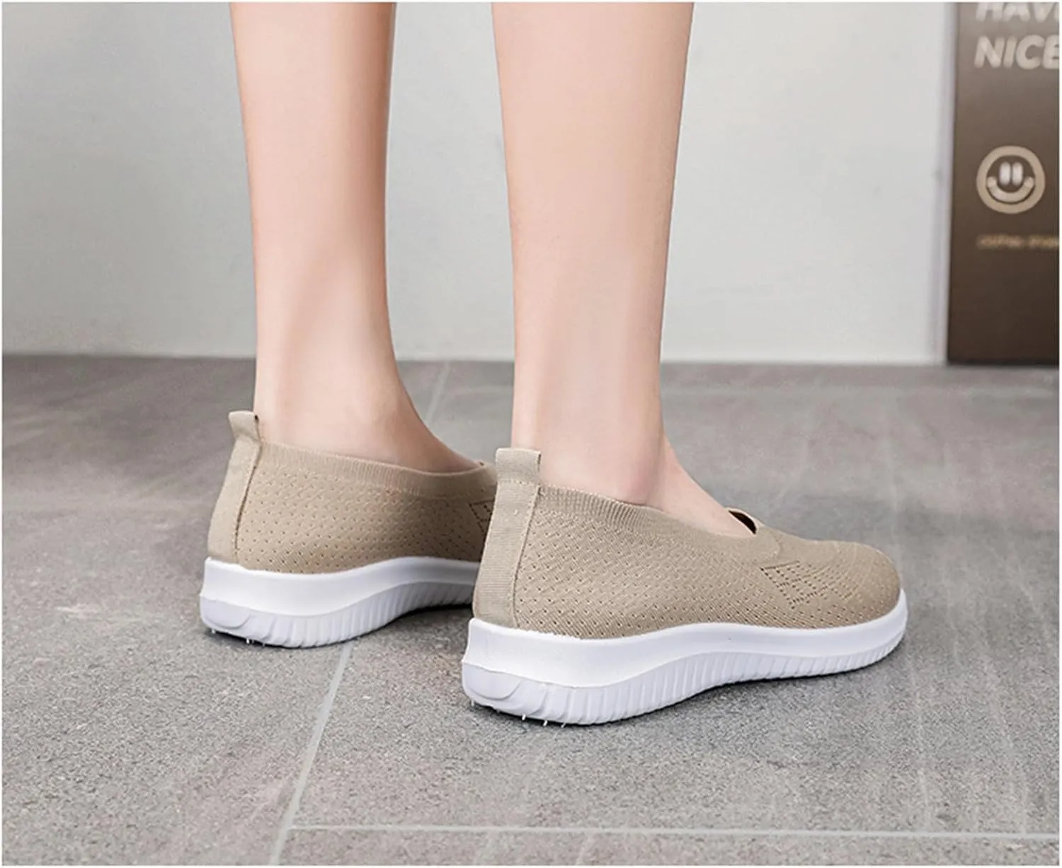 Women's Woven Orthopedic Shoes Lightweight Breathable Slip On Sneakers Outdoor Walking Shoes with Non-Slip Sole