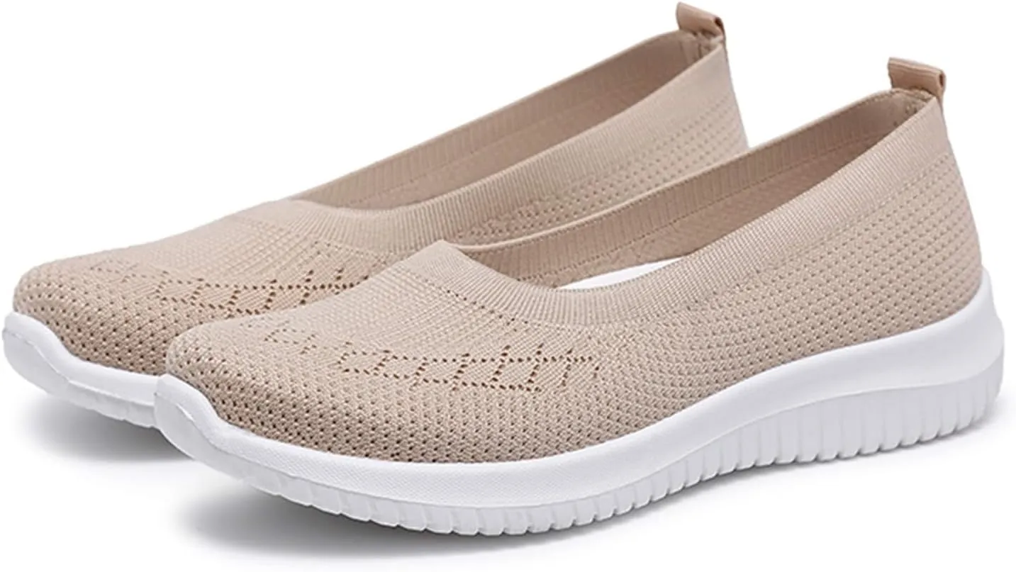 Women's Woven Orthopedic Shoes Lightweight Breathable Slip On Sneakers Outdoor Walking Shoes with Non-Slip Sole