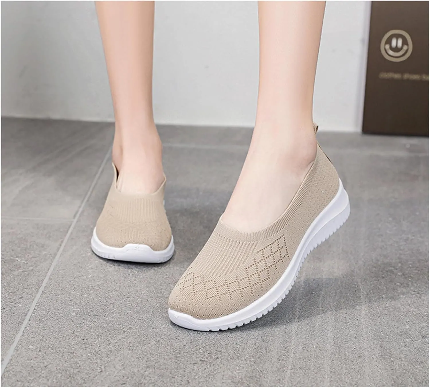 Women's Woven Orthopedic Shoes Lightweight Breathable Slip On Sneakers Outdoor Walking Shoes with Non-Slip Sole