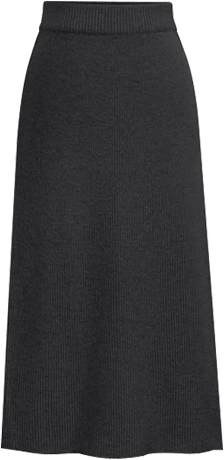 Woolen Waist Skirt Sexy Mid-Calf Elegant Solid Women's Split Knitted High Skirt Skirt Cosplay Skirt