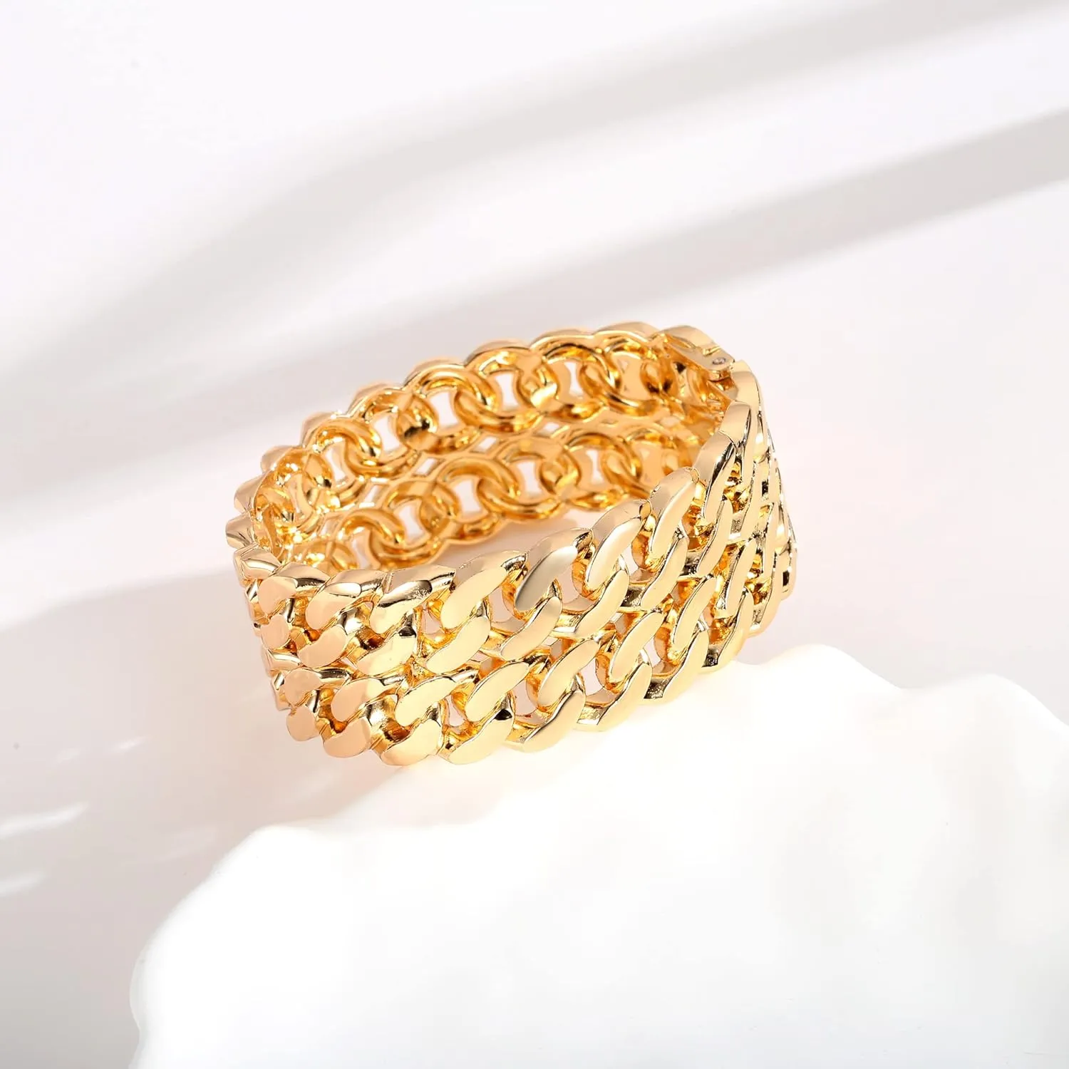 WOWORAMA Chunky Gold Bangle Bracelets for Women Thick Wide Hinged Cuff Bracelets Vintage Statement Gold Bracelet Twisted Hammered Wrist Arm Cuff Bracelets