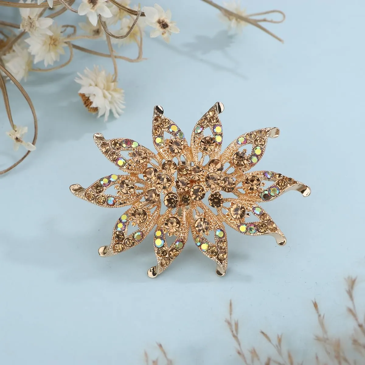 Xerling Big Flower Rhinestone Floral Cocktail Womens Statement Rings Aesthetic for Party Costume Large Chunky Finger Rings for Teens