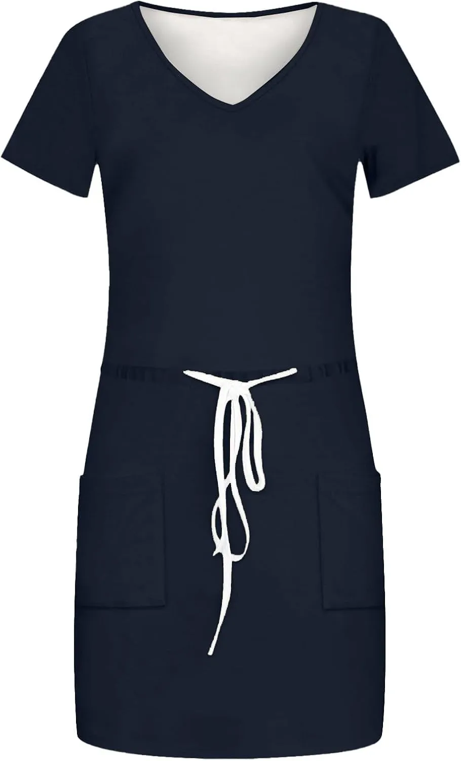 XOWRTE Women's Summer Tie Dresses 2025 Beach Casual Deep V Neck Loose Sundress Ruffle Sleeve Mini Dress A-Line Tunic Dress