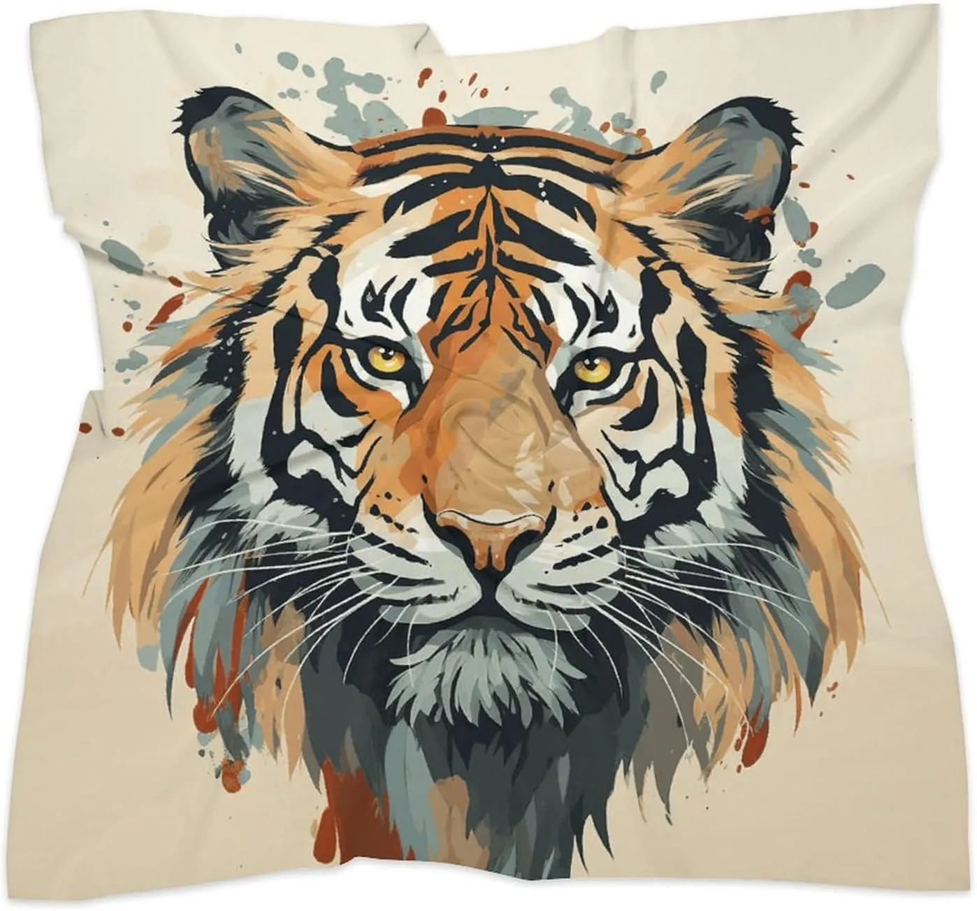 Year of The Tiger Tiger Face Head Scarf Like Silk Scarf Lightweight Fashion Satin Hair Bandanas for Women Boho Headscarf Hair Wrap Bandana Headband Handkerchief Silk Scarves for Bag Purse Neck 18 Inch