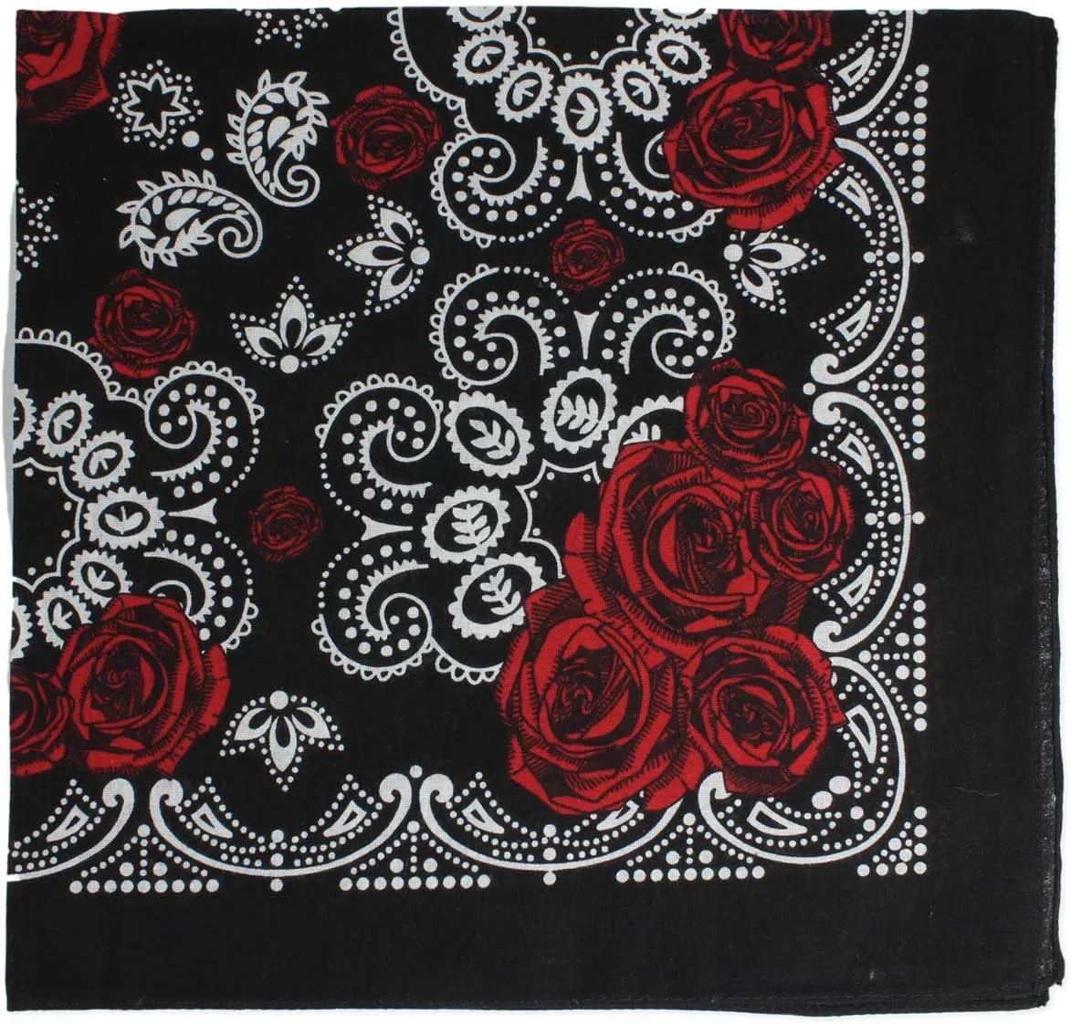 Zad Unisex Red Rose Paisley Print Bandana Headband Scarf Face Covering