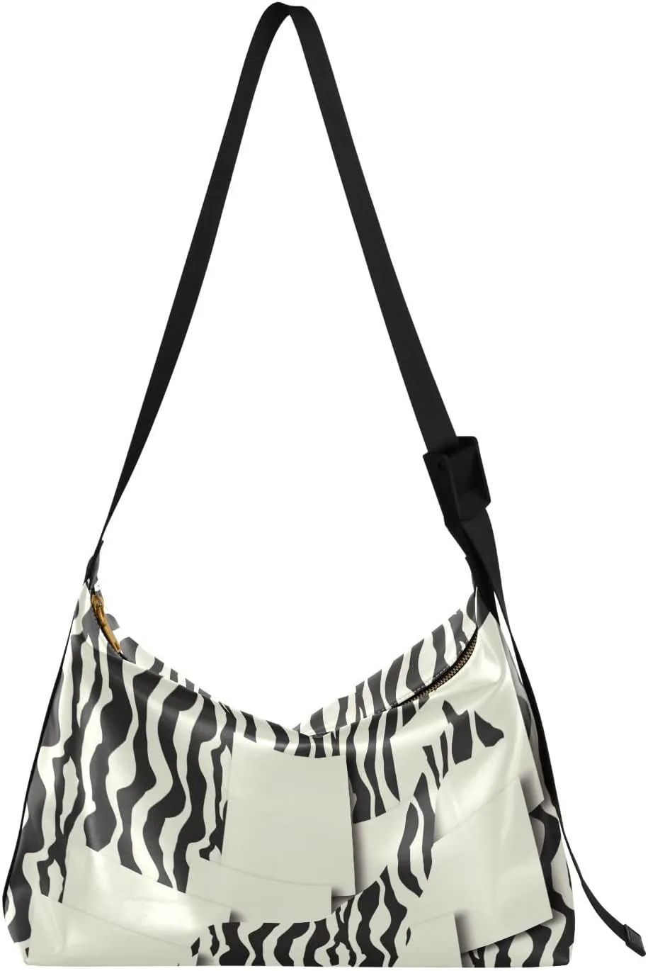 Zebra Stripes Giraffe Hobo Crossbody Bags for Women Leather Large Shoulder Bag Cross Body Jungle Animal Prints Trendy Womens Tote Bags Handbag for Travel Shopping
