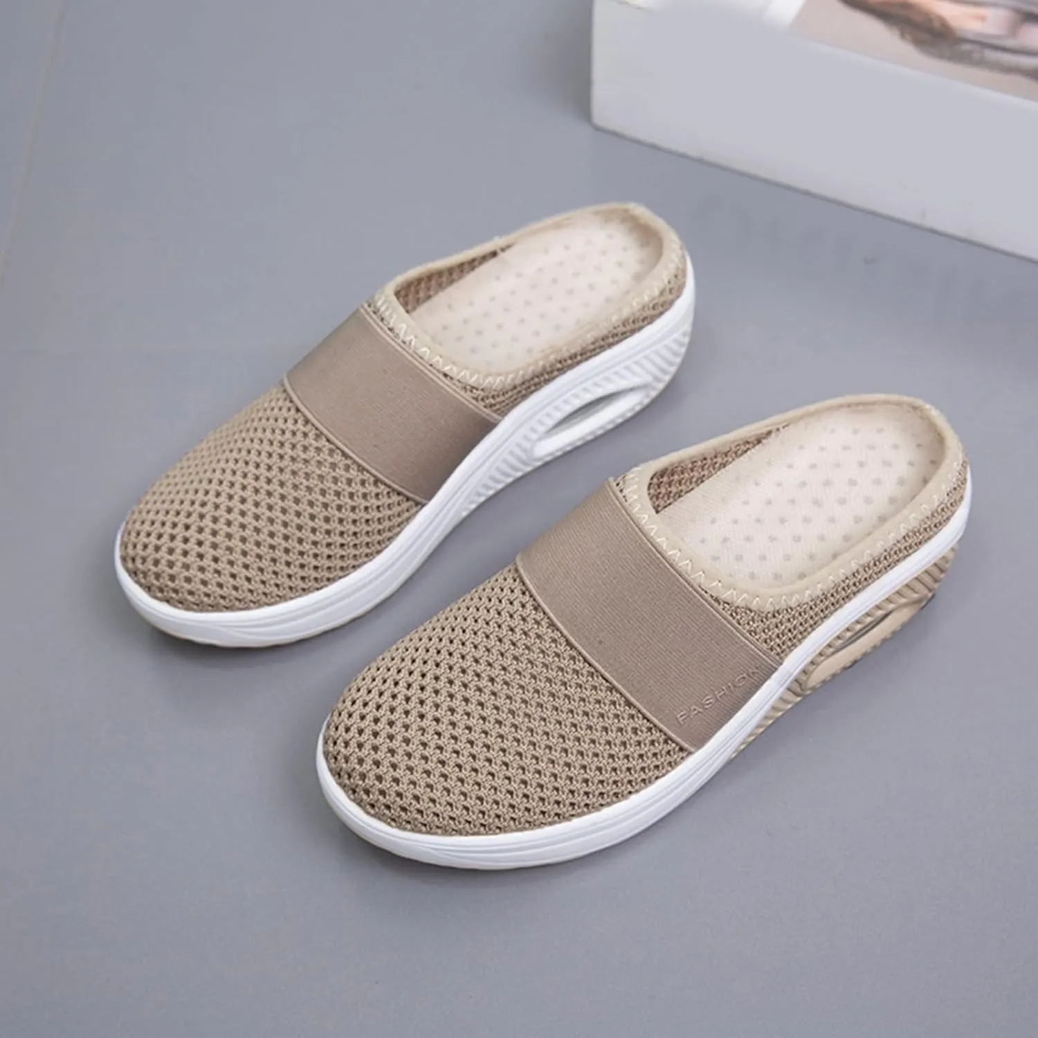 ZWRXW Orthopedic Mules for Women,Diabetic Air-Cushion Slip-On Walking Shoes,Slip On Clogs,Breathable Mesh Diabetic Slippers,Backless Closed Toe Slides Sandals,Healthy Shoes with Arch Support