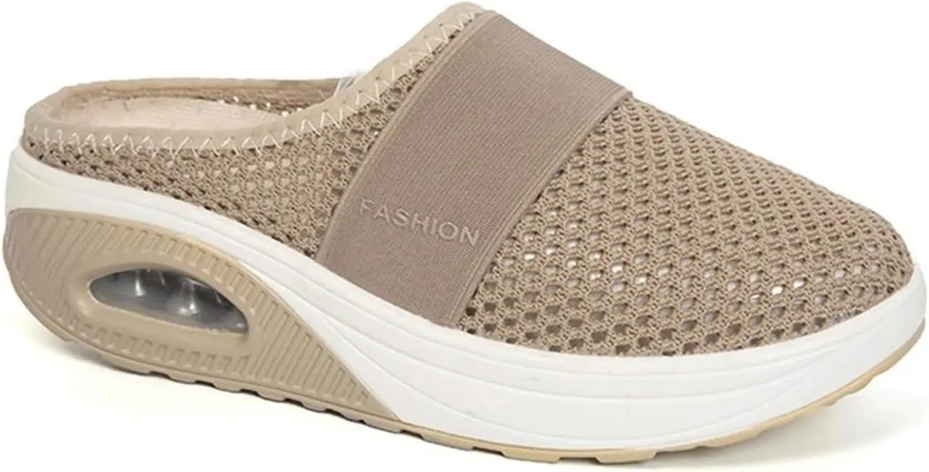 ZWRXW Orthopedic Mules for Women,Diabetic Air-Cushion Slip-On Walking Shoes,Slip On Clogs,Breathable Mesh Diabetic Slippers,Backless Closed Toe Slides Sandals,Healthy Shoes with Arch Support