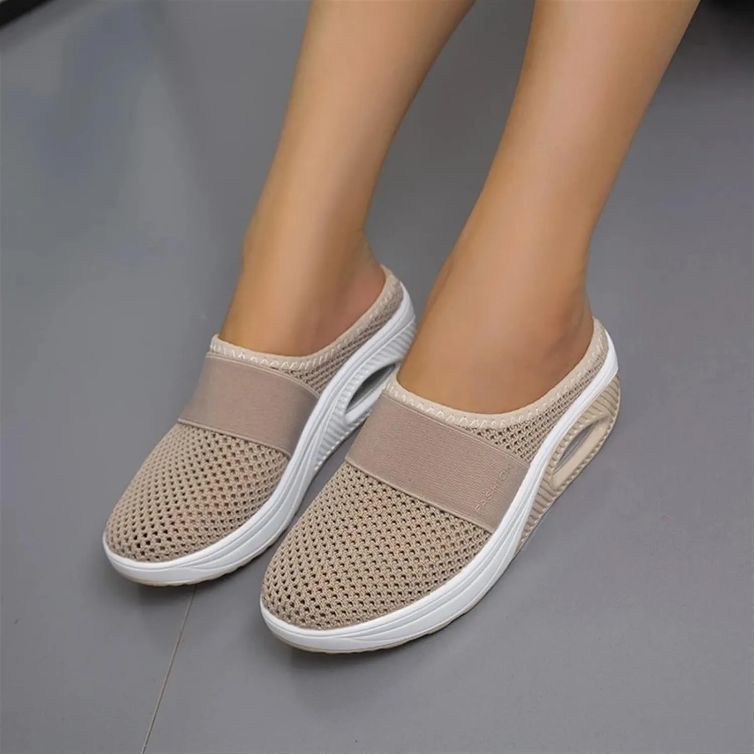 ZWRXW Orthopedic Mules for Women,Diabetic Air-Cushion Slip-On Walking Shoes,Slip On Clogs,Breathable Mesh Diabetic Slippers,Backless Closed Toe Slides Sandals,Healthy Shoes with Arch Support