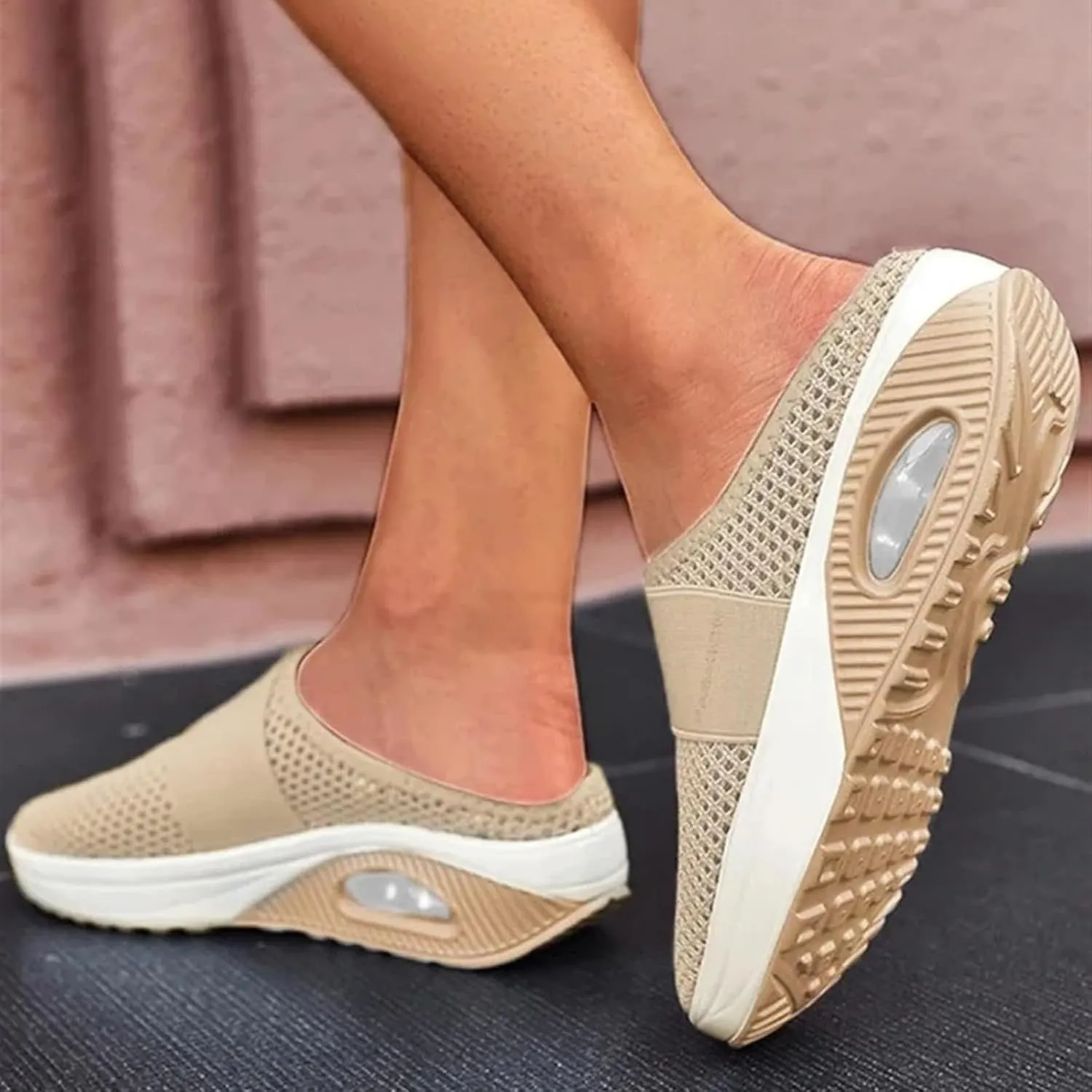 ZWRXW Orthopedic Mules for Women,Diabetic Air-Cushion Slip-On Walking Shoes,Slip On Clogs,Breathable Mesh Diabetic Slippers,Backless Closed Toe Slides Sandals,Healthy Shoes with Arch Support