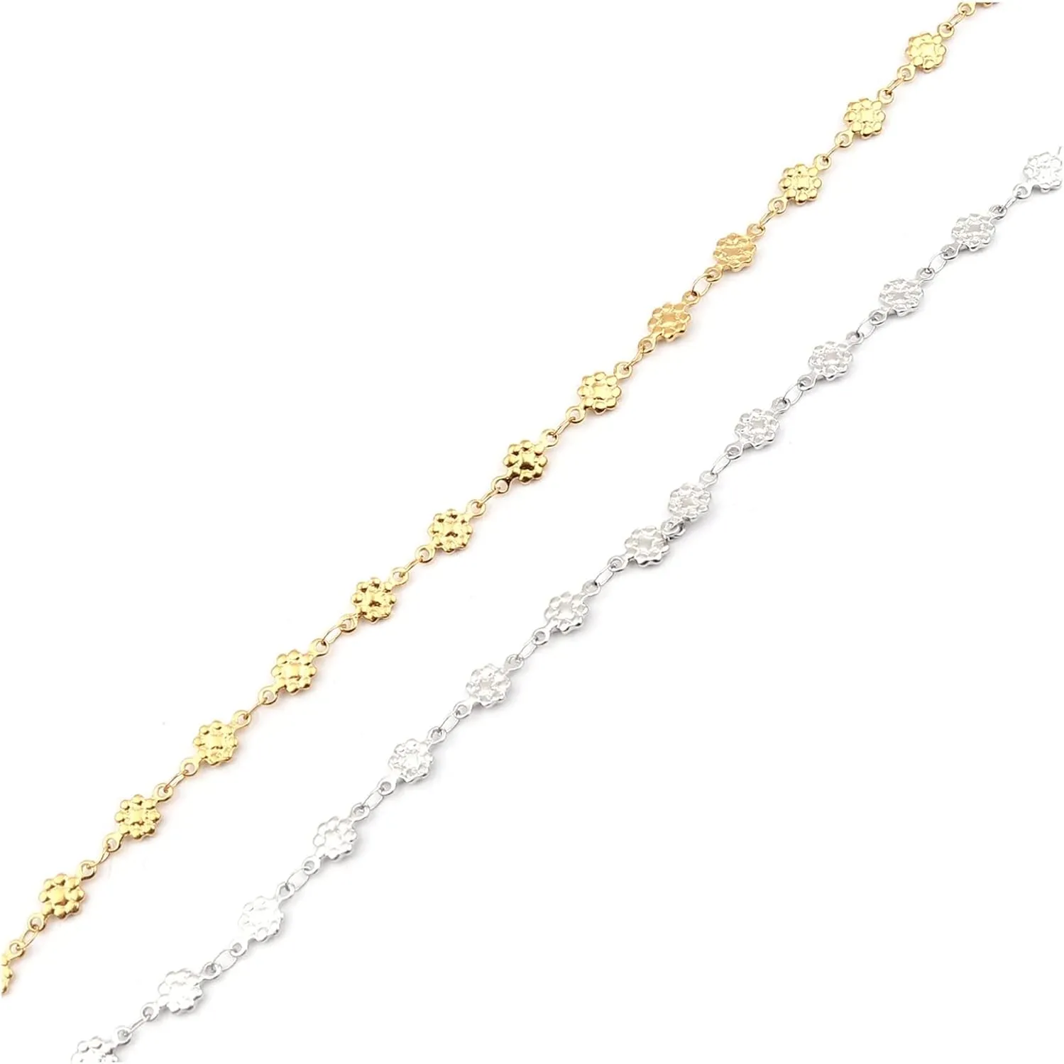 ZZSRJ 1 Pack 304 Stainless Steel Anklet Women Men's Jewelry Silver Gold Charm (Metal Color : Gold Lighting)